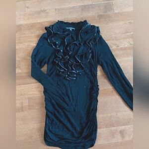 Unique Bodycon Black Ruffle Dress/ Tunic
